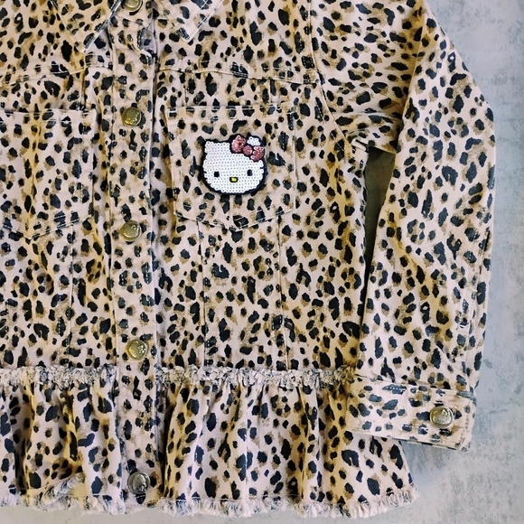 365 Kids Hello Kitty Leopard Print Lightweight Jacket Girls Size 5 - Picture 2 of 12